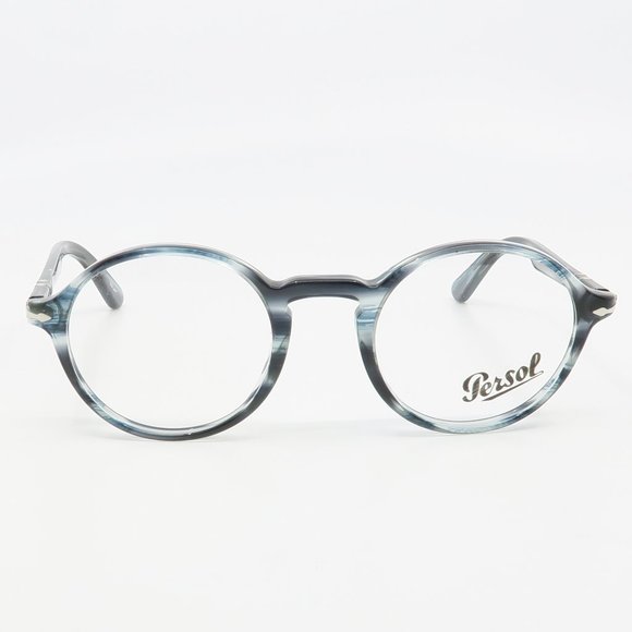 Persol 3141-V 1051 New Blue Stripe Round Eyeglasses 48mm with generic case - Picture 2 of 6